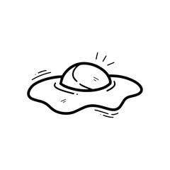 Hand Drawn Fried Egg Illustration. Doodle Vector. Isolated on White Background - EPS 10 Vector