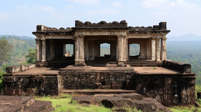 The remains of Kalavanticha Mahal, also known as Courtesans Terrace Room, can be found at Panhala Fort in Kolhapur, India.