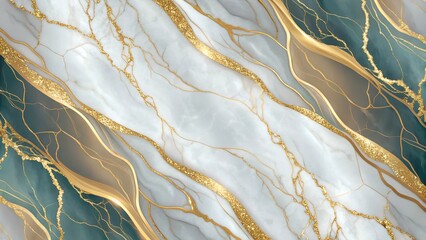 Abstract Marble Texture with Gold Veins