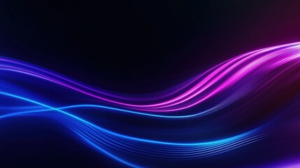 Abstract Flow: Dynamic, vibrant waves of blue and purple light flow across a dark background, creating an ethereal and energetic visual experience.