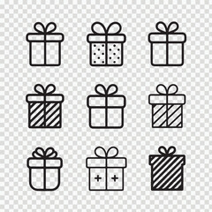 Collection of Gift Box Outlines – Modern Present Icon Pack