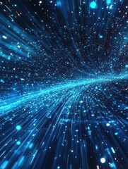 Naklejka premium Retro 80s video game background with grid of blue light streaking in space