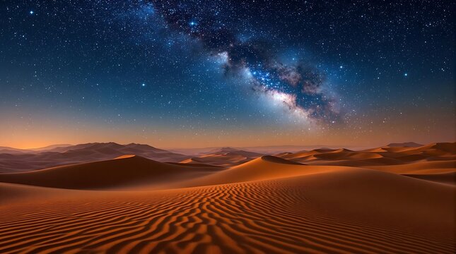 Stunning Milky Way over a vast desert landscape.
