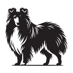 Striking Shetland Sheepdog silhouette with soft and elegant features - Shetland Sheepdog illustration - minimal Shetland Sheepdog vector - dog silhouette
