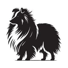 Shetland Sheepdog silhouette capturing a strong and graceful stance - Shetland Sheepdog illustration - minimal Shetland Sheepdog vector - dog silhouette
