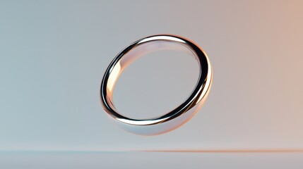 3d rendering of a ring. the ring is in the center of the image and is made of a shiny, metallic material. it has a smooth, polished surface and appears to be floating in the air.