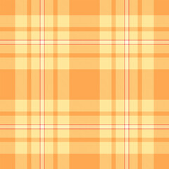 Rustic background check plaid, worldwide vector seamless fabric. Napkin tartan textile pattern texture in yellow and orange colors.