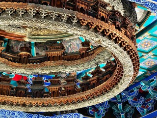 The caissons (Zaojing) in the Museum of Historical Architecture of the Temple of Agriculture in Beijing, China