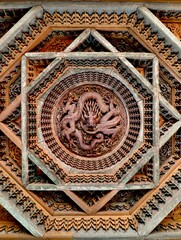 The caissons (Zaojing) in the Museum of Historical Architecture of the Temple of Agriculture in Beijing, China