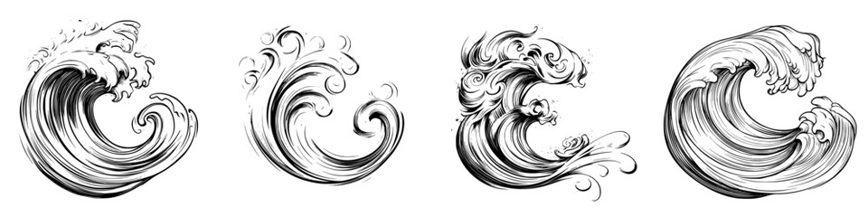 Fototapeta premium Illustrations of dynamic wave patterns showcasing the beauty of ocean energy and movement