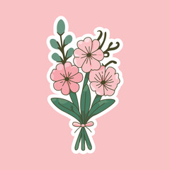 Elegant Floral Bouquet with Pink Flowers and Green Leaves
