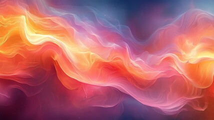 Obraz premium Vibrant abstract swirl of orange and pink hues flowing gracefully against a deep blue backdrop, perfect for creative projects and modern designs.