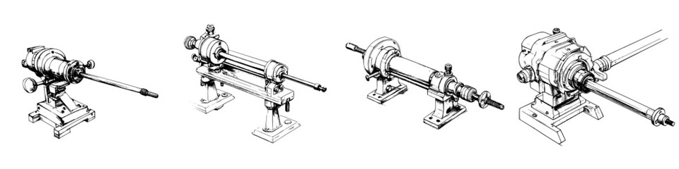 Hand-drawn vector illustration of mechanical components showcasing precision and engineering design principles