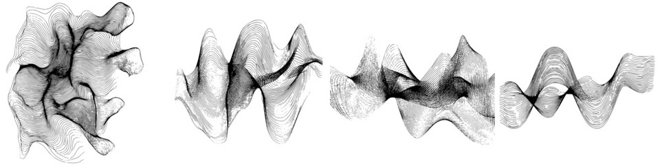 Abstract black and white wave patterns illustrate motion and rhythm in creative design