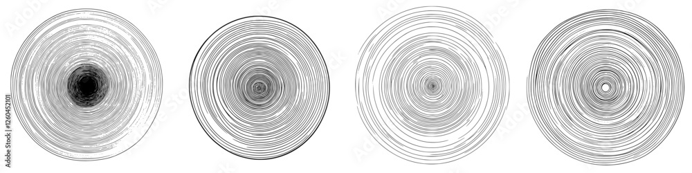 Poster hand-drawn vector illustration of concentric circular patterns showcasing intricate linework and art