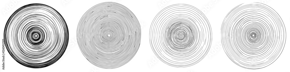Poster vector illustration depicting hand-drawn circular patterns evolving in design and complexity over ti