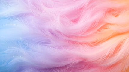 Obraz premium A soft blend of pastel feathers in shades of pink, lavender, and orange, perfect for promoting fashion, home decor, or artistic photography. Selective focus