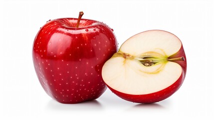 Fresh Red Apple Slice Isolated on White Background