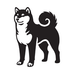 Well-balanced Shiba Inu silhouette with elegant and precise features - Shiba Inu illustration - minimal Shiba Inu vector - dog silhouette
