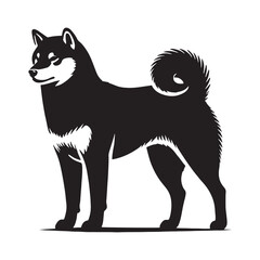 Iconic Shiba Inu silhouette with precise and balanced contours - Shiba Inu illustration - minimal Shiba Inu vector - dog silhouette
