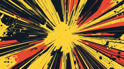 Comic-style yellow background with dynamic inked strokes and motion