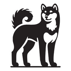 Distinctive Shiba Inu silhouette showcasing its iconic fluffy tail - Shiba Inu illustration - minimal Shiba Inu vector - dog silhouette
