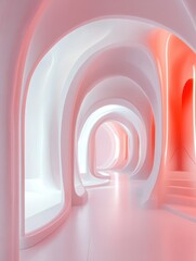 Obraz premium Abstract futuristic white corridor. Design and hallway concept. 3D Rendering