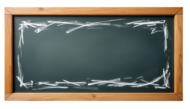 Chalkboard with Wooden Frame and Chalk Border for Announcements and Education