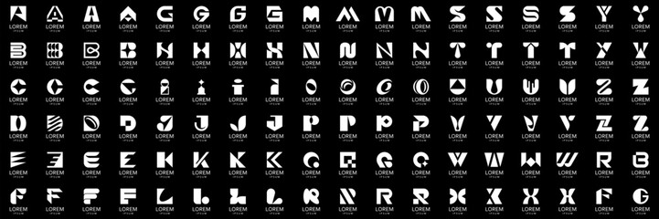 Abstract logos collection with letters. Geometrical abstract logos. Icon design	
