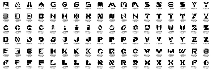 Abstract logos collection with letters. Geometrical abstract logos. Icon design	
