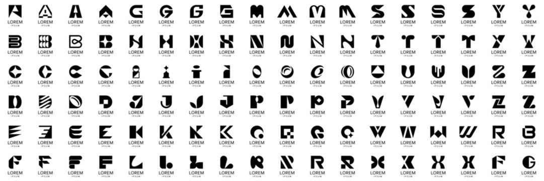 Abstract logos collection with letters. Geometrical abstract logos. Icon design	
