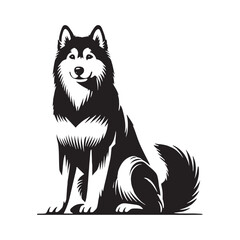 Siberian Husky silhouette with a fierce yet elegant expression - Siberian Husky illustration - minimal Siberian Husky vector - dog silhouette
