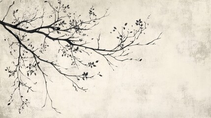 Minimalist botanical backdrop with drifting petals on soft paper