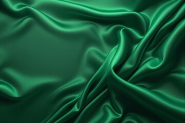 Obraz premium Elegant green silk fabric with soft folds and smooth texture, creating a luxurious background. Captures the essence of luxury and sophistication. Ai generative