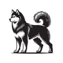 Simplistic Siberian Husky silhouette capturing the breed’s essence - Siberian Husky illustration - minimal Siberian Husky vector - dog silhouette
