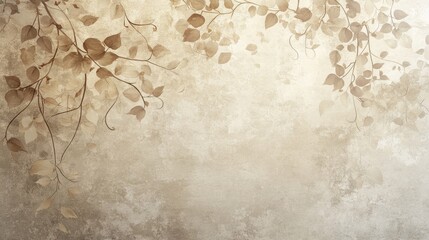 Minimalist floral backdrop with swirling vines on muted tones