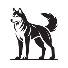 Siberian Husky silhouette featuring a confident and proud posture - Siberian Husky illustration - minimal Siberian Husky vector - dog silhouette

