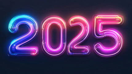 These neon numbers for a Happy New Year card or banner create a vibrant and festive atmosphere with bright glowing lights. AI generative