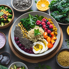 This Vibrant Plant-Powered Bowl is a stunning composition of superfoods, designed to nourish and energize the body naturally. Featuring quinoa, kale, chia seeds.