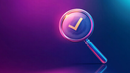 The checkmark and magnifying glass icon perfectly capture business verification research and decision-making. AI generative