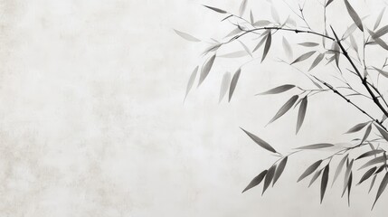 Naklejka premium Serene wallpaper with delicate bamboo in a soft monochrome wash