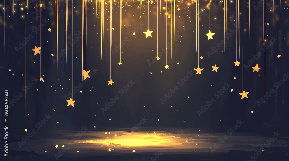 Wall mural a dark background illuminated by golden light beams, creating a luxurious glow and dynamic sparkle o