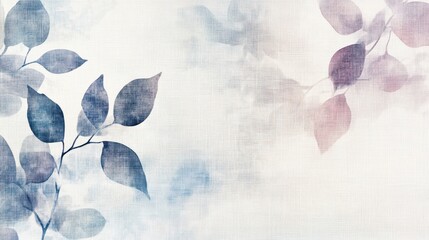 Soft botanical wallpaper with delicate sketches on linen texture