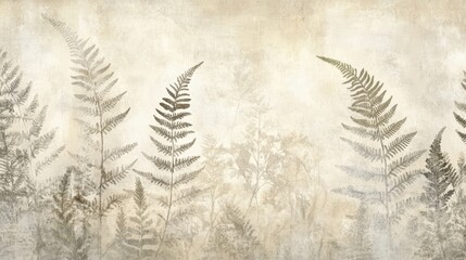 Dreamy plant wallpaper with wispy ferns on a handmade texture