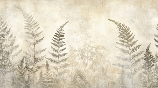 Dreamy plant wallpaper with wispy ferns on a handmade texture