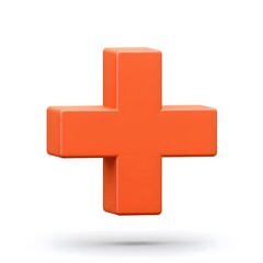 Obraz premium 3D Orange Plus Symbol Isolated on White Background