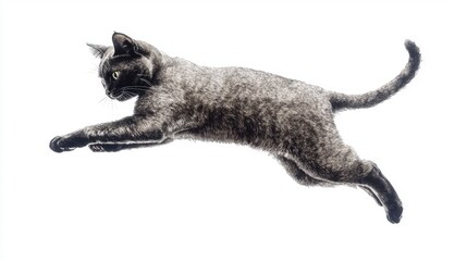 Obraz premium Graceful Cat in Mid-Air Leap