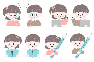 子どもの学びのイラストセット　幼児教育　情報教育　小学校