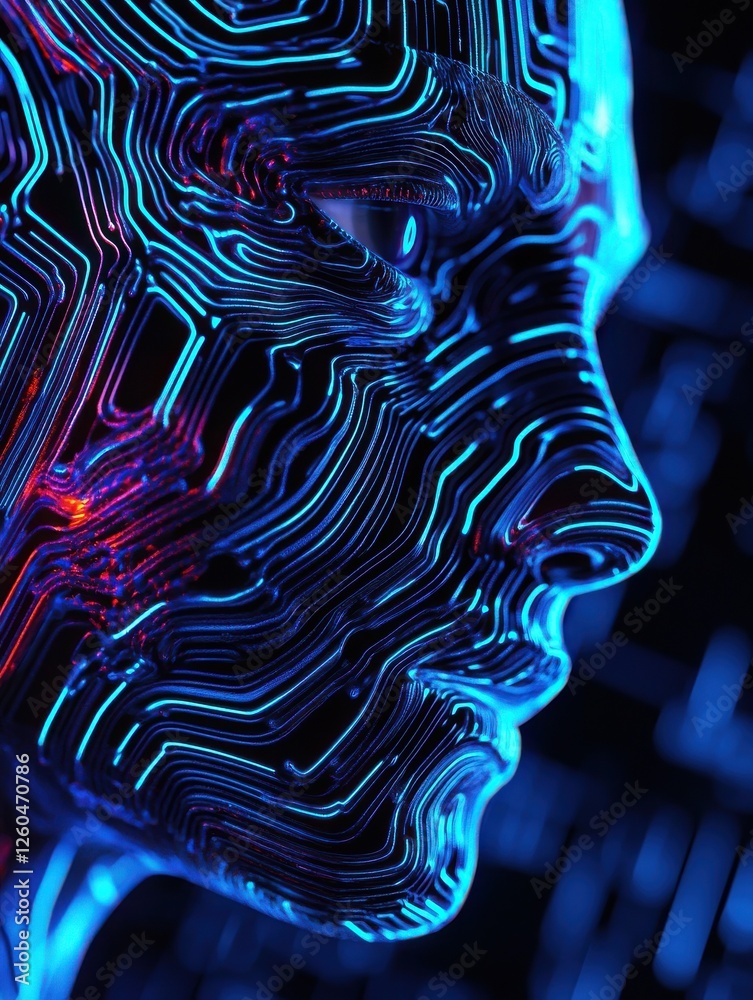 Poster an abstract hacking-themed background featuring intricate circuitry patterns in neon blue and black create with ai