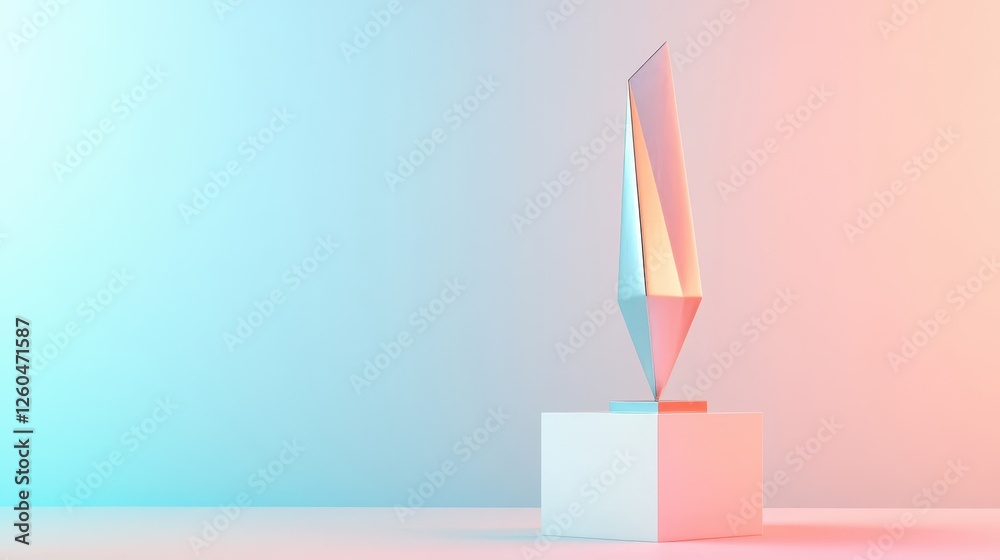 Wall mural Contemporary trophy with a simple brushed metal design over a clean pastel fade